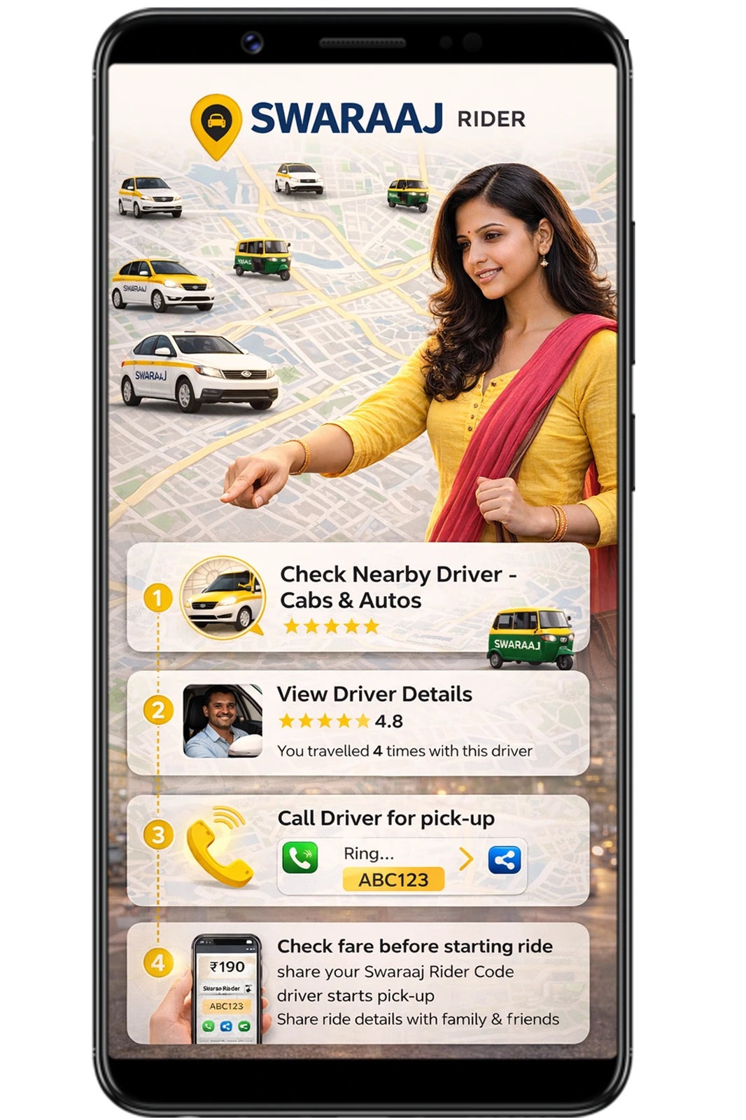 Swaraaj Rider app for Riders